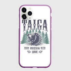 Чехол iPhone 11 Pro матовый Тайга - из России с любовью, цвет: 3D-фиолетовый