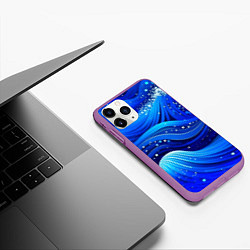 Чехол iPhone 11 Pro матовый Волны - текстура от нейросети, цвет: 3D-фиолетовый — фото 2