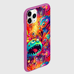 Чехол iPhone 11 Pro матовый Кислотные чудики, цвет: 3D-фиолетовый — фото 2
