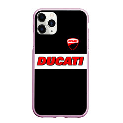 Чехол iPhone 11 Pro матовый Ducati motors - черный, цвет: 3D-розовый