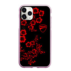 Чехол iPhone 11 Pro матовый Ducati - red flowers
