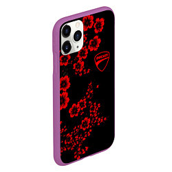 Чехол iPhone 11 Pro матовый Ducati - red flowers, цвет: 3D-фиолетовый — фото 2