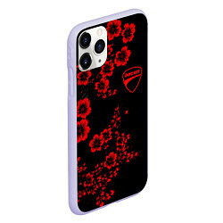 Чехол iPhone 11 Pro матовый Ducati - red flowers, цвет: 3D-светло-сиреневый — фото 2