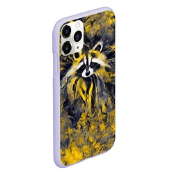 Чехол iPhone 11 Pro матовый Абстрактный желтый енот в стиле арт, цвет: 3D-светло-сиреневый — фото 2