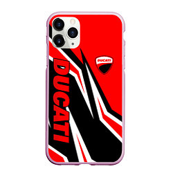 Чехол iPhone 11 Pro матовый Ducati- red stripes, цвет: 3D-розовый