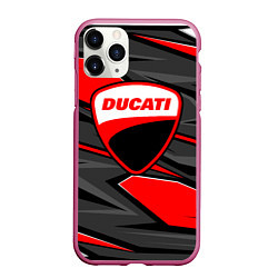 Чехол iPhone 11 Pro матовый Ducati - red stripes