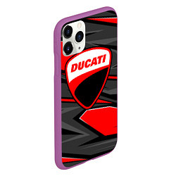 Чехол iPhone 11 Pro матовый Ducati - red stripes, цвет: 3D-фиолетовый — фото 2