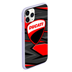 Чехол iPhone 11 Pro матовый Ducati - red stripes, цвет: 3D-светло-сиреневый — фото 2