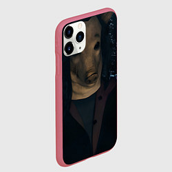 Чехол iPhone 11 Pro матовый Пила 10 маска свиньи, цвет: 3D-малиновый — фото 2