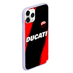 Чехол iPhone 11 Pro матовый Ducati moto - красные полосы, цвет: 3D-светло-сиреневый — фото 2