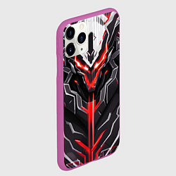 Чехол iPhone 11 Pro матовый Кибер демон красный, цвет: 3D-фиолетовый — фото 2