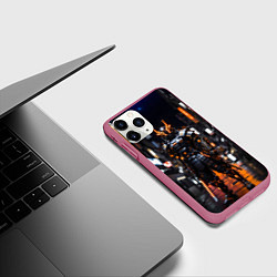 Чехол iPhone 11 Pro матовый Кибер робот самурай от нейросети, цвет: 3D-малиновый — фото 2