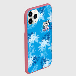 Чехол iPhone 11 Pro матовый Цветочный паттерн - GTA vice city, цвет: 3D-малиновый — фото 2