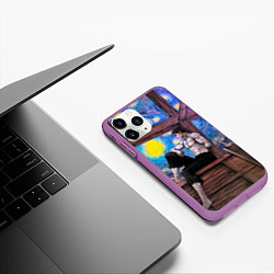 Чехол iPhone 11 Pro матовый Берсерк и небо Ван Гога, цвет: 3D-фиолетовый — фото 2