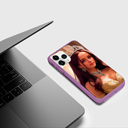 Чехол iPhone 11 Pro матовый Девушка принцесса в алмазных украшениях, цвет: 3D-фиолетовый — фото 2