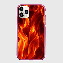 Чехол iPhone 11 Pro матовый Пламя огня, цвет: 3D-малиновый