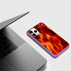Чехол iPhone 11 Pro матовый Пламя огня, цвет: 3D-фиолетовый — фото 2