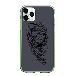 Чехол iPhone 11 Pro матовый One Piece - Roronoa Zoro, цвет: 3D-салатовый