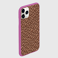 Чехол iPhone 11 Pro матовый Коричневая кожа крокодила, цвет: 3D-фиолетовый — фото 2