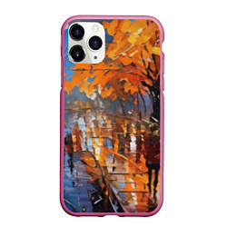 Чехол iPhone 11 Pro матовый Осенний город импрессионизм, цвет: 3D-малиновый