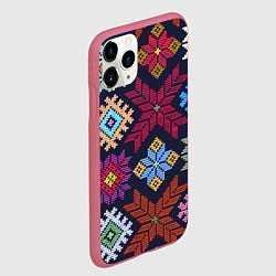 Чехол iPhone 11 Pro матовый Орнамент удмуртский, цвет: 3D-малиновый — фото 2