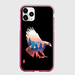 Чехол iPhone 11 Pro матовый Небесный охотник, цвет: 3D-малиновый