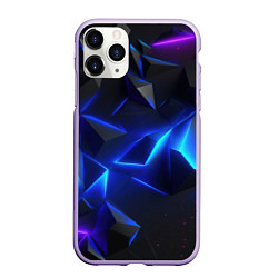 Чехол iPhone 11 Pro матовый Blue dark neon, цвет: 3D-светло-сиреневый