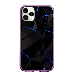 Чехол iPhone 11 Pro матовый Black blue style, цвет: 3D-фиолетовый