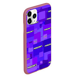 Чехол iPhone 11 Pro матовый Minecraft pattern logo, цвет: 3D-малиновый — фото 2