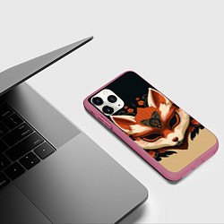 Чехол iPhone 11 Pro матовый Лисичкина маска, цвет: 3D-малиновый — фото 2
