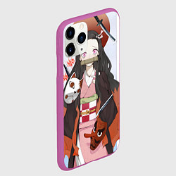 Чехол iPhone 11 Pro матовый Клинок рассекающий демонов Нэдзуко Камадо, цвет: 3D-фиолетовый — фото 2
