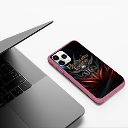 Чехол iPhone 11 Pro матовый Baldurs Gate 3 dark logo, цвет: 3D-малиновый — фото 2