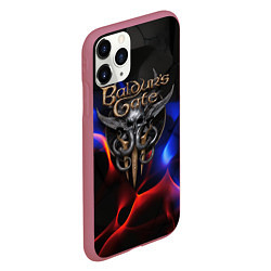 Чехол iPhone 11 Pro матовый Baldurs Gate 3 blue red fire, цвет: 3D-малиновый — фото 2