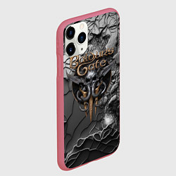 Чехол iPhone 11 Pro матовый Baldurs Gate 3 logo dark, цвет: 3D-малиновый — фото 2