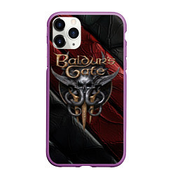 Чехол iPhone 11 Pro матовый Baldurs Gate 3 logo dark, цвет: 3D-фиолетовый