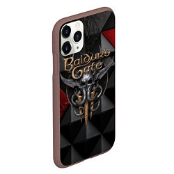 Чехол iPhone 11 Pro матовый Baldurs Gate 3 logo red black, цвет: 3D-коричневый — фото 2