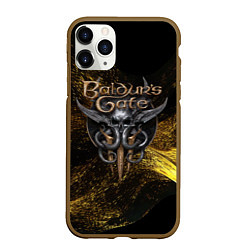 Чехол iPhone 11 Pro матовый Baldurs Gate 3 logo gold black