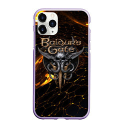 Чехол iPhone 11 Pro матовый Baldurs Gate 3 logo gold and black