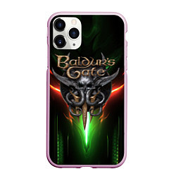 Чехол iPhone 11 Pro матовый Baldurs Gate 3 logo green red light