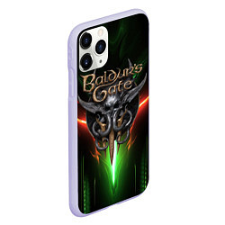 Чехол iPhone 11 Pro матовый Baldurs Gate 3 logo green red light, цвет: 3D-светло-сиреневый — фото 2