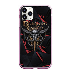 Чехол iPhone 11 Pro матовый Baldurs Gate 3 logo dark red, цвет: 3D-розовый