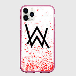 Чехол iPhone 11 Pro матовый Alan walker брызги, цвет: 3D-малиновый
