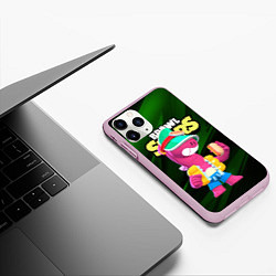 Чехол iPhone 11 Pro матовый Doug Brawl stars dark green, цвет: 3D-розовый — фото 2