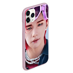 Чехол iPhone 11 Pro матовый Красавчик Хёнджин - Stray Kids, цвет: 3D-розовый — фото 2