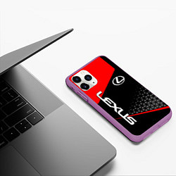 Чехол iPhone 11 Pro матовый Lexus - red sportwear, цвет: 3D-фиолетовый — фото 2