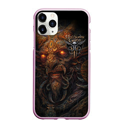 Чехол iPhone 11 Pro матовый Baldurs Gate 3 logo demon, цвет: 3D-розовый
