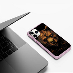 Чехол iPhone 11 Pro матовый Медведь иллюстрация, цвет: 3D-розовый — фото 2