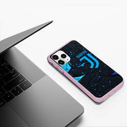 Чехол iPhone 11 Pro матовый Juventus abstract blue logo, цвет: 3D-розовый — фото 2