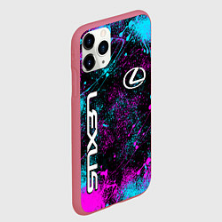 Чехол iPhone 11 Pro матовый Lexus - неоновые брызги, цвет: 3D-малиновый — фото 2