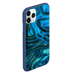 Чехол iPhone 11 Pro матовый Абстракция плазма сине-голубой, цвет: 3D-тёмно-синий — фото 2